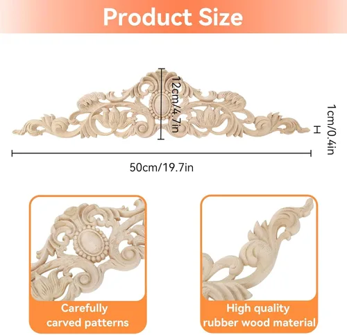 Miniatura 2 de Onlay de madera, apliques de madera sin pintar y onlays para muebles, apliques decorativos de madera, apliques de madera y onlays muebles Onlay