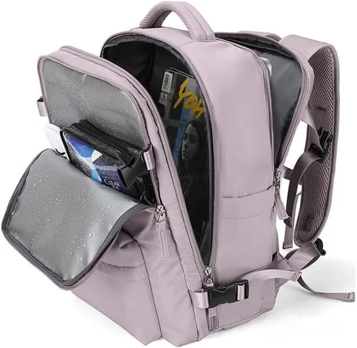 Miniatura 50 de WONHOX - Mochila grande, aprobada para vuelo, unisex, para viajes, trabajo, negocios o laptop, a1-Negro, Medium