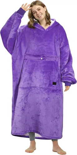 Miniatura 8 de Catalonia Sudadera extragrande tipo manta con capucha, sudadera de sherpa portátil para adultos, hombres y mujeres