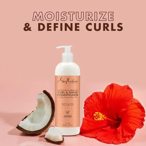 Miniatura 4 de SheaMoisture Acondicionador de coco e hibisco para cabello seco y rizado sin sulfato de coco e hibisco, 24 onzas líquidas y leche