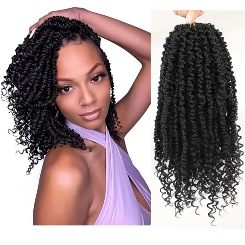 Miniatura 21 de Cabello de ganchillo Passion Twist, cabello Passion Twist pretrenzado, cabello Passion Twist de 10 pulgadas, trenzas de ganchillo cortas Passion
