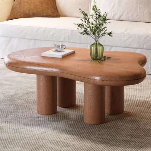Miniatura 6 de Mesa de centro Mid-Century Modern Cloud con mesa espaciosa, mesa central irregular de 35.43 pulgadas de ancho con 4 patas sólidas, mesa de té