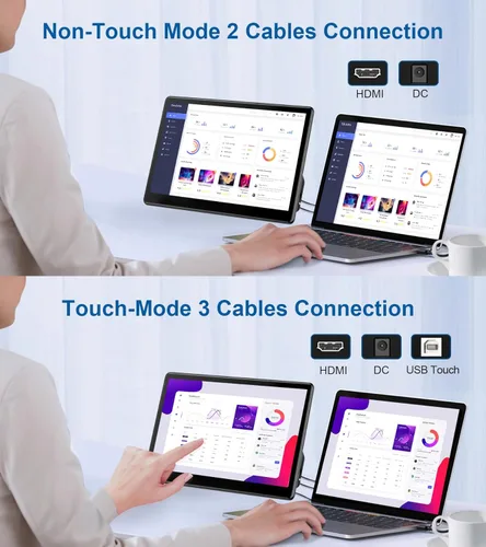 Miniatura 5 de Monitor de pantalla táctil industrial de 13.3 pulgadas, FHD 1920 × 1080 IPS Monitor táctil para portátil HDMI VGA Display Soporte VESA Mount