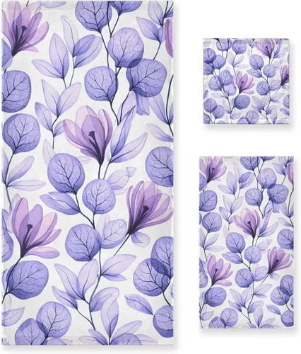 ALAZA Hermoso juego de 3 toallas de baño decorativas de lujo, 1 toalla de baño, 1 toalla de mano, 1 toallita para la cara, suave, multiusos, para