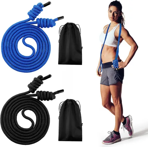 Miniatura 9 de Lewtemi 2 Pcs Flow Rope for Fitness Double Woven Workout Rope Adjustable Length Flow Jump for Working out Men Women Training Exercise Gym Indoor