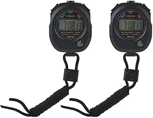 Cronómetro digital LCD, paquete de 2, temporizador deportivo con calendario y pantalla de alarma para carreras, correr, nadar