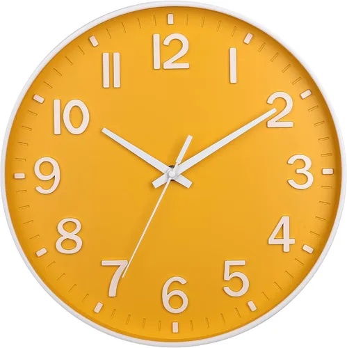 Miniatura 26 de HZDHCLH Reloj de pared de cuarzo moderno, funciona con pilas, 12 pulgadas, silencioso, sin tictac, números 3D, reloj redondo para pared, reloj