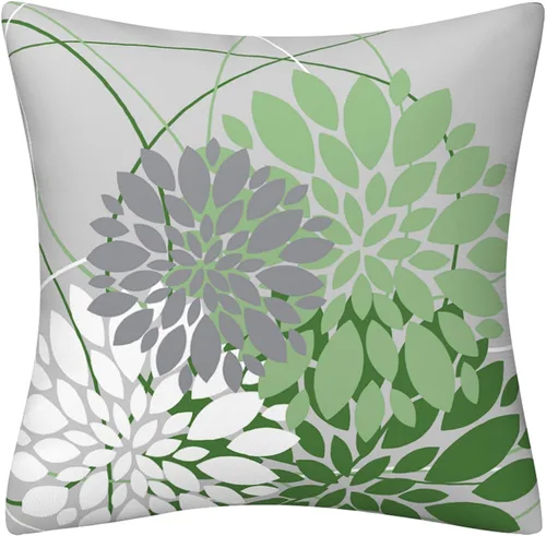 Miniatura 3 de Drmstow Juego de 2 fundas de almohada verde salvia de 18 x 18 pulgadas, para primavera y verano, dalia, geométricas, florales, elegantes, cuadradas