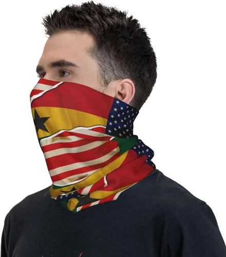 Miniatura 5 de Neck Gaiter Ghana Ghanaian American Flag USA Friendship Face Cover Scarf Uv Sun Protection Balaclava Head Mask for Men Women Fishing Mask Hiking
