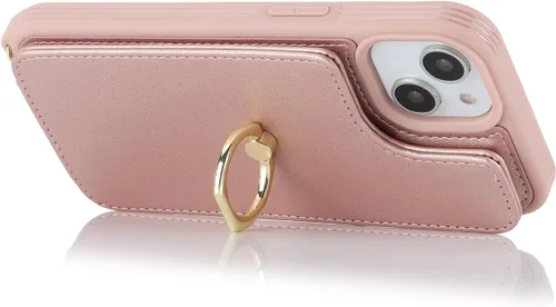 Miniatura 7 de Lipvina Funda para iPhone 14 Plus con tarjetero y correa para mujer, cordón cruzado, bloqueo RFID, soporte de anillo de soporte, cierre a presión
