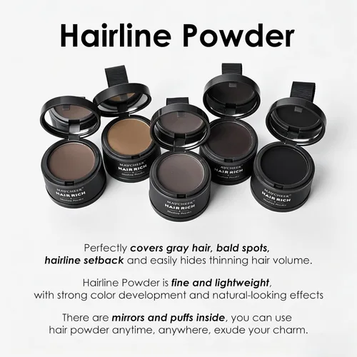 Miniatura 6 de Polvo de retoque de raíz, sombra de línea capilar negra para cabello delgado, cobertura de cabello gris, mujeres y hombres