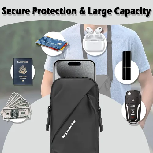 Miniatura 5 de Prime Comfort Funda para teléfono celular con correa cruzada ajustable, cordón para el cuello y correa para la muñeca, soporte para teléfono celular