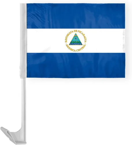 Miniatura 13 de AGAS - Bandera de automóvil de Nicaragua de alta calidad de 10.5 x 15 pulgadas, impresa de doble cara en tela de poliéster súper punto, doble