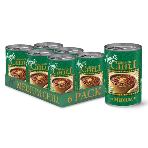 Amy's, Chili, Sin gluten, Vegetariano, Orgánico, Picante Medio, Pimiento jalapeño, 14.7 oz, Paquete de 6