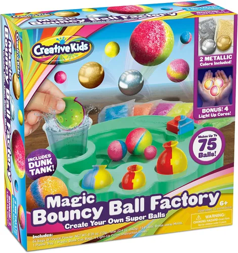 Miniatura 8 de Creative Kids Magic Bouncy Balls – Juguetes STEM DIY – Kit de ciencia para niños – 25 bolsas multicolor y 5 moldes para hasta 43 bolas Edición