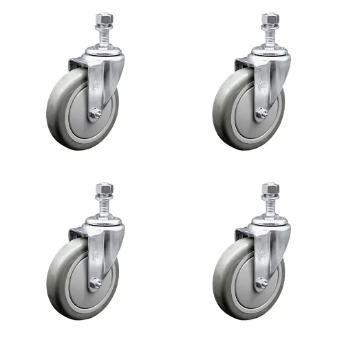 Miniatura 42 de Rueda giratoria de poliuretano con vástago roscado con rueda gris de 3 x 1.25 pulgadas y vástago de 1/2 pulgada - Capacidad de 300 libras/ruedas