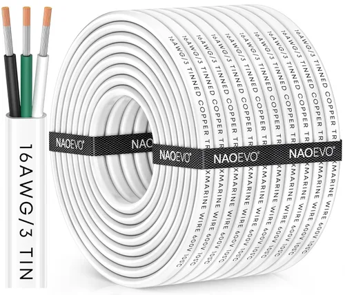 Miniatura 16 de NAOEVO Cable marino de calibre 14, cable eléctrico marino triplex 14/3, resistente al agua/aislado de PVC/cobre estañado sin oxígeno, cable de 14