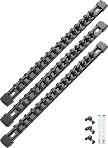 ALOANES Organizador de enchufes de acrilonitrilo butadieno estireno (ABS) de 3 piezas, rieles de enchufe para unidad de 1/4 pulgadas, soportes de