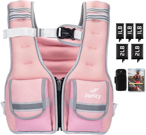 Chaleco con peso ajustable para mujer, 5-12 libras, 9-16 libras, 17-24 libras, 23-30 libras, chaleco de peso con rayas reflectantes, chaleco de Rosa