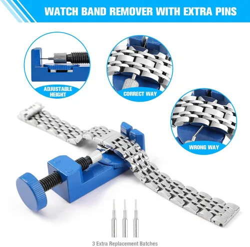 Miniatura 5 de BYNIIUR Watch Repair Kit, Watch Case Opener Spring Bar Tools, Watch Battery Replacement Tool Kit, Watch Band Link Pin Tool Set with Carrying Case