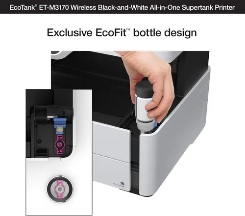Miniatura 3 de Epson EcoTank ET-M3170 Impresora Supertank inalámbrica monocromática todo en uno con ADF, fax y Ethernet más 2 años de tinta ilimitada*