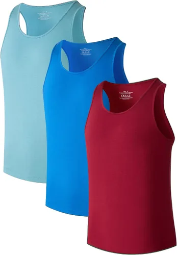 Miniatura 14 de COLORFULLEAF Camisetas sin mangas de rayón de bambú para hombre, camisetas sin mangas elásticas con cuello redondo (1 o 3)