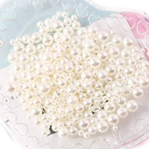 Cuentas de perlas falsas de varios tamaños, sin agujeros, perlas de plástico de perlas de imitación alrededor de 800 ~ 1000 piezas para Blanco