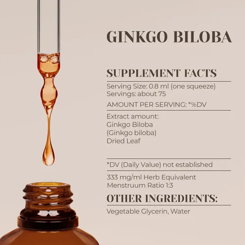 Miniatura 3 de Ginkgo Biloba Extracto de tintura natural sin alcohol, refuerzo del sistema inmunológico, gotas líquidas hechas de 100% hoja seca de ginkgo biloba