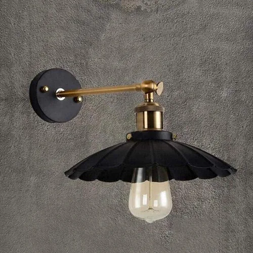 Vintage Industrial Adjustable Wall Sconce Lamp - Retro Metal Shade Fixture for Bedroom, Living Room, Hallway, Cafe, Bar Decor
