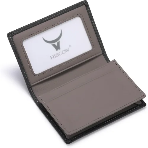 Miniatura 26 de Funda de piel para tarjetas de visita para hombres y mujeres, piel de becerro italiana Café