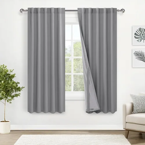 Miniatura 33 de XWZO Cortinas blancas 100% opacas con alzapaños, 2 capas gruesas completamente sombreadas con bolsillo para barra y pestaña trasera, cortinas