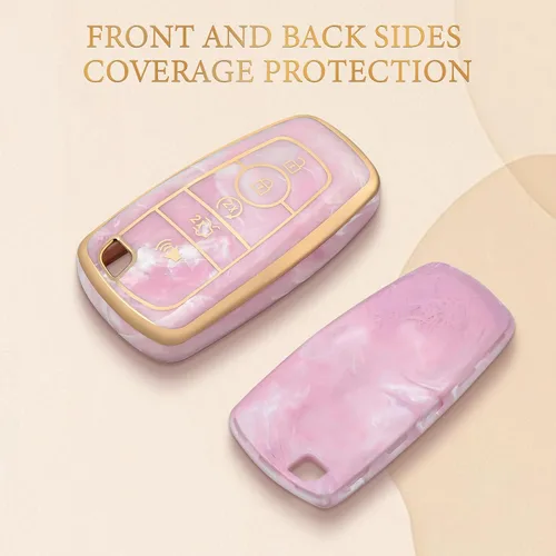 Miniatura 5 de OFFCURVE Funda para llavero de coche compatible con Ford E-Keychain, Dorado Rosa, Moderno