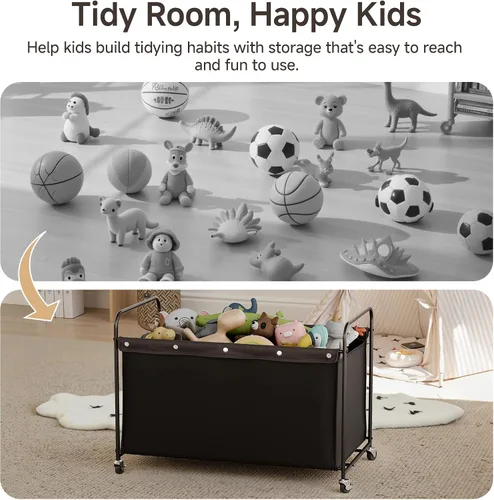 Miniatura 5 de StorageWorks Caja de juguetes con ruedas para niños, baúl y organizador de almacenamiento de juguetes extra grande de 200 litros, caja de juguetes