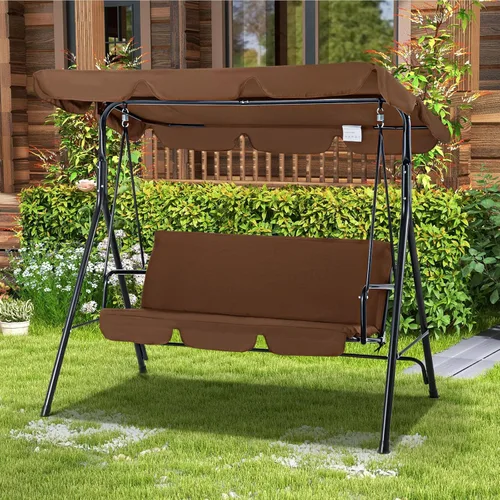 Miniatura 13 de Esright Columpios de Patio para Exteriores, Columpios de Patio Deslizadores de 3 Asientos con Cojín Extraíble y Toldo Ajustable, Banco de Porche