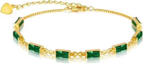 Miniatura 9 de Pulsera de eslabones de oro de 18 quilates para mujer, pulsera de tenis con circonita cúbica 5A, hipoalergénica, plata de ley 925 hipoalergénica