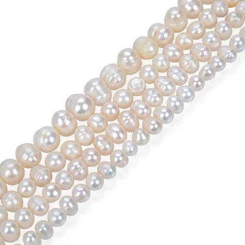 Adabele 2 hebras de cuentas sueltas redondas de patata natural real cultivadas de agua dulce blancas de 7 a 0.315 in para fabricación de joyas (28