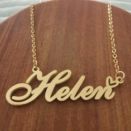 Miniatura 4 de Collar con nombre personalizado personalizado con dije con nombre chapado en corazón para mujer, collar de moda personal el mejor regalo para niña
