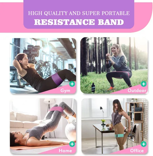 Miniatura 5 de Bandas de resistencia de tela para entrenar, 5 niveles de bandas de glúteos para mujeres y hombres, bandas de tela para ejercicio, bandas