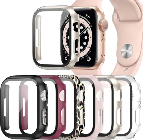 Miniatura 11 de Paquete de 6 fundas para Apple Watch SE 3 (2025)/SE 2/SE/Series 6/5/4 de 40 mm con protector de pantalla de vidrio templado, funda protectora