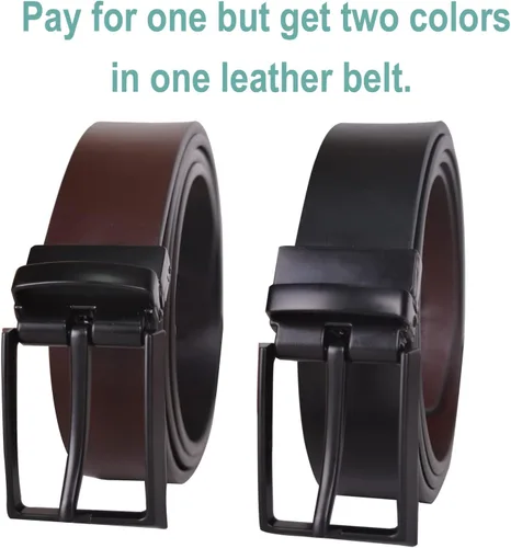Miniatura 4 de Cinturón de cuero reversible para hombre, cinturón de 1 14 pulgadas de ancho, cinturones de cuero para jeans