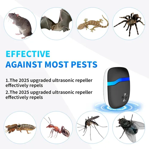 Miniatura 3 de Paquete de 6 repelentes ultrasónicos de insectos para interiores, control de plagas, ratón repelente, cucarachas, ratones, arañas, hormigas