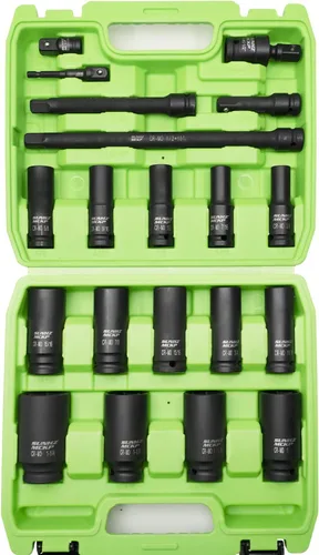 Miniatura 9 de Juego de extensión de enchufe de impacto de 18 piezas, barras de extensión de enchufe de 1/4 de pulgada, 3/8 pulgadas y 1/2 pulgadas, incluye juego