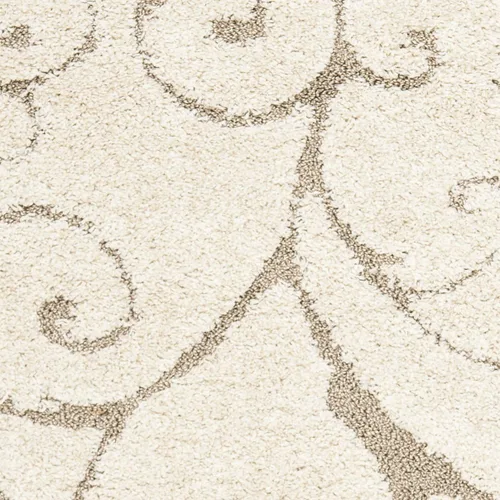Miniatura 9 de SAFAVIEH - Colección Florida Shag SG455, alfombra afelpada de 2 pies 3 pulgadas x 7 pies, diseño de vides enrolladas y espirales elegantes, 1.2 beige