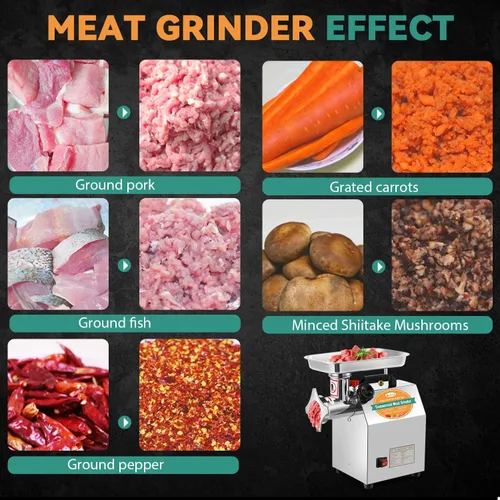 Miniatura 7 de Newhai Picadora de carne comercial 1.3HP Máquina de pulir carne eléctrica Picadora de carne industrial de alta resistencia Embutidora de salchichas