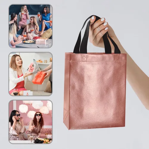 Miniatura 3 de BLEWINDZ 100 bolsas de regalo reutilizables medianas con asas - Ideales para obsequios de fiestas y bolsas de compras (10 colores)