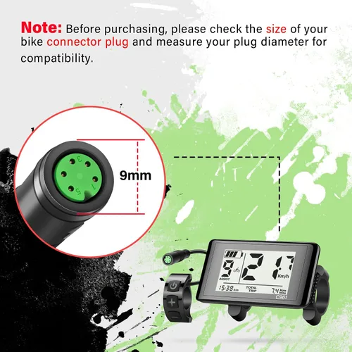 Miniatura 4 de Pantalla LCD Ebike hembra de 5 pines C961 para Bafang BBS01B BBS02B BBSHD Mid Drive Motor, computadora de pantalla Ebike con protocolo UART 0-9