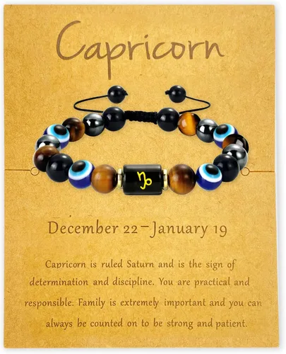 Miniatura 10 de Zodiac Triple Protection Bracelet Evil Eye Hematite Obsidian Tiger Eye Chakra Healing Crystal Bead for Men Women Good Luck Spiritual Jewelry