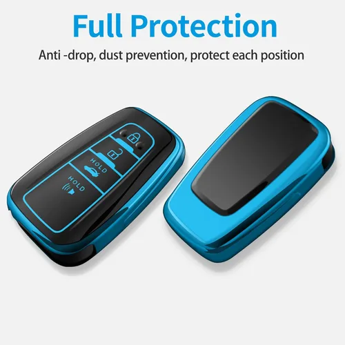 Miniatura 3 de Compatible con Funda para Llave de Toyota con Llavero, Carcasa Blanda de TPU para 2019-2025 Rav4 2019-2024 Camry 4 Runner 2020-2022 Highlander Azul