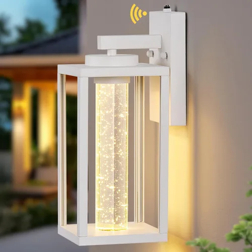 Miniatura 13 de VIANIS Aplique de Pared Exterior Negro, Iluminación Exterior del Atardecer al Amanecer Montaje en Pared para Casa con Cristal de Burbuja, Lámpara