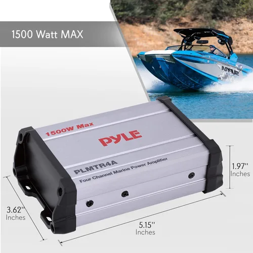 Miniatura 3 de Pyle Receptor amplificador marino de 4 canales de 1500 W - Subwoofer de audio de grado marino impermeable y resistente a la intemperie - para barco